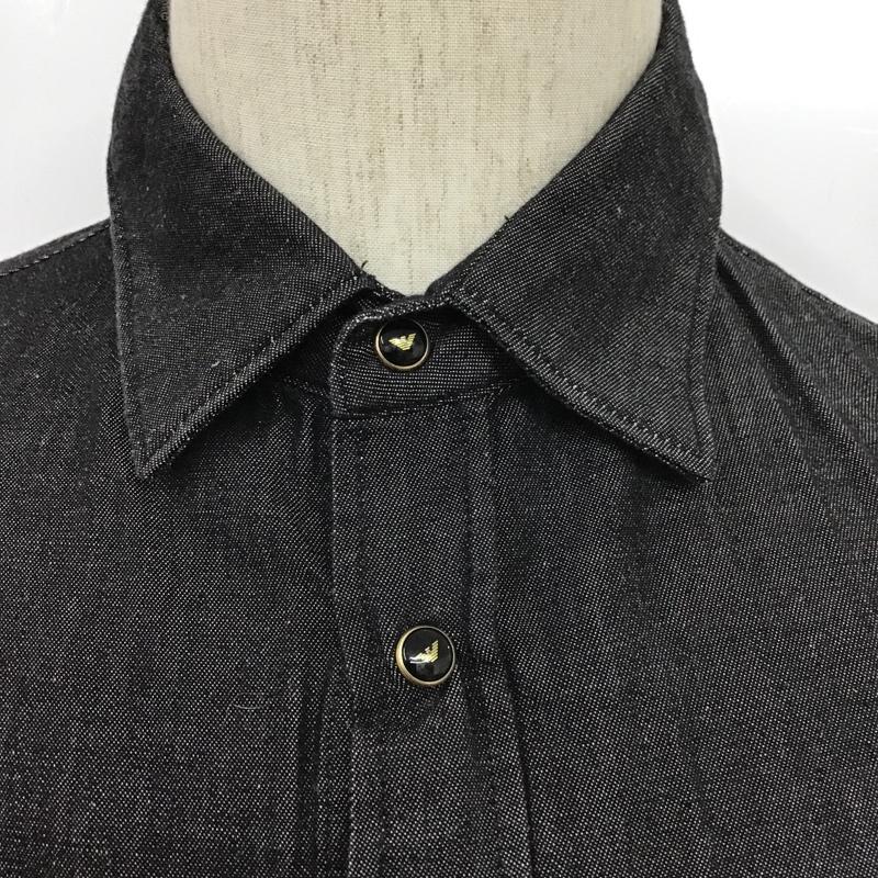 エンポリオアルマーニ EMPORIO ARMANI シャツ、ブラウス 長袖 6G1C67 1D5WZ SLIM FIT S 無地 黒 / ブラック /  メンズ USED 古着 中古 10105491