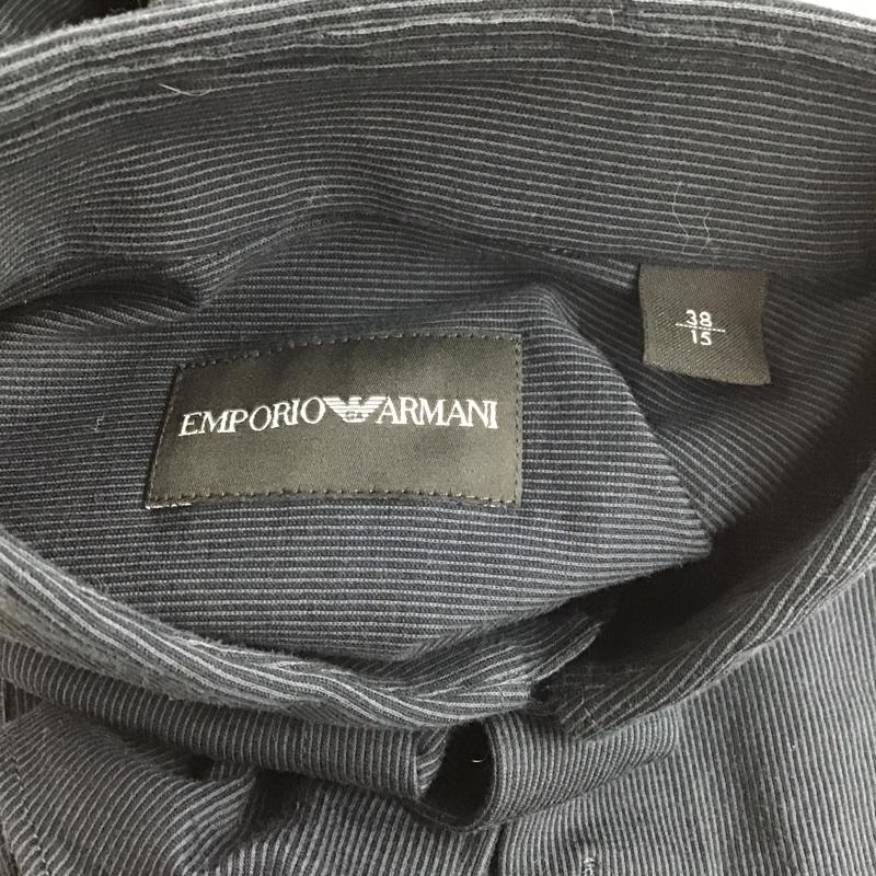 エンポリオアルマーニ EMPORIO ARMANI シャツ、ブラウス 長袖 ストレッチ 38 ストライプ 紺 / ネイビー /  メンズ USED 古着 中古 10105492