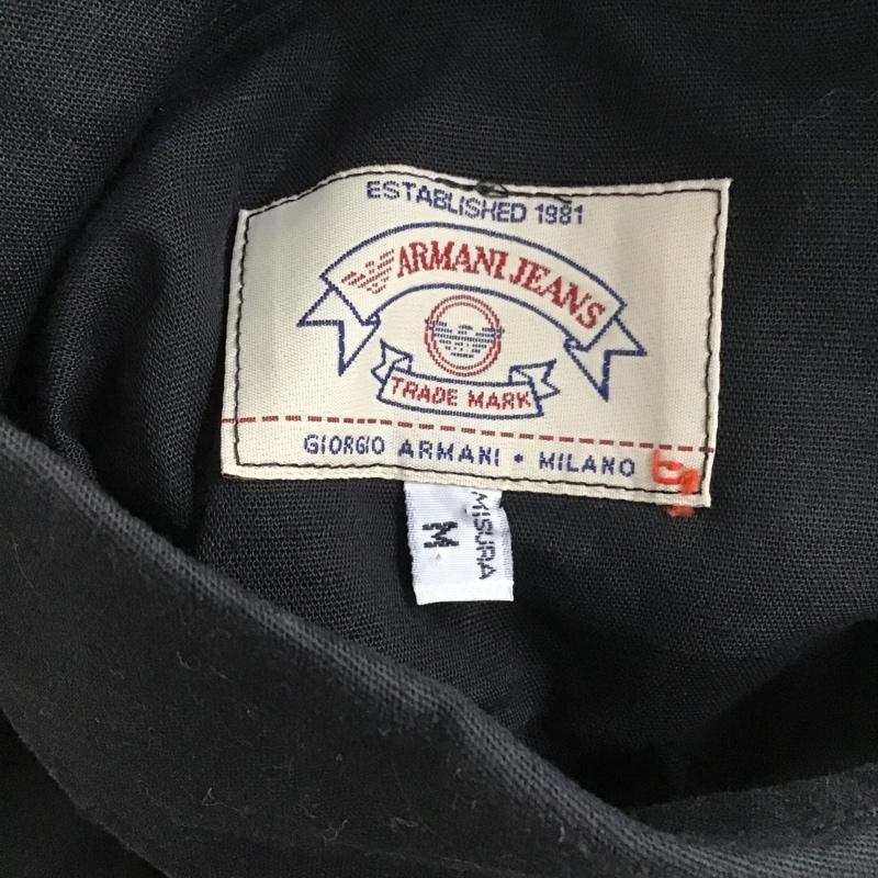 アルマーニジーンズ ARMANI JEANS シャツ、ブラウス 長袖 イタリア製 90年代 M ロゴ、文字 黒 / ブラック /  メンズ USED 古着 中古 10105496