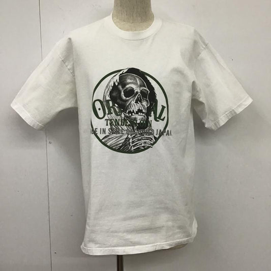 テンダーロイン TENDERLOIN Tシャツ 半袖 クルーネック ドクロ スカル プリント PRO CLUB L ロゴ、文字 白 / ホワイト / X カーキ / カーキ /  メンズ USED 古着 中古 10105512
