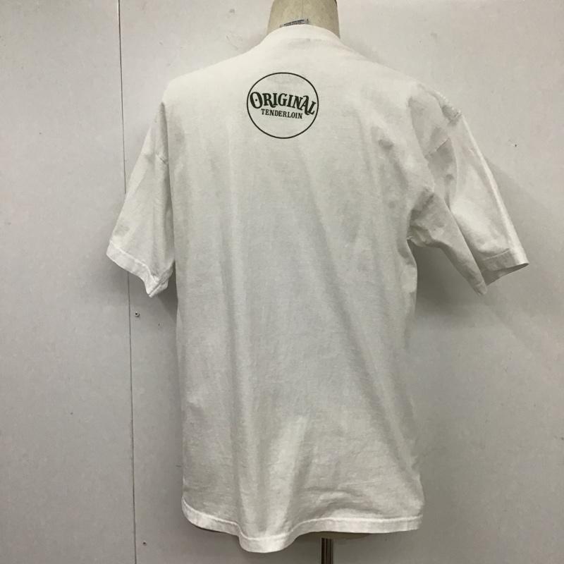 テンダーロイン TENDERLOIN Tシャツ 半袖 クルーネック ドクロ スカル プリント PRO CLUB L ロゴ、文字 白 / ホワイト / X カーキ / カーキ /  メンズ USED 古着 中古 10105512