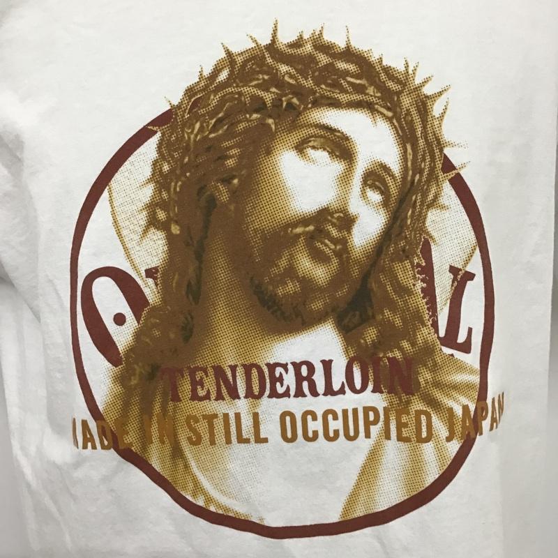 テンダーロイン TENDERLOIN Tシャツ 半袖 クルーネック キリスト プリント PRO CLUB L ロゴ、文字 白 / ホワイト /  メンズ USED 古着 中古 10105513