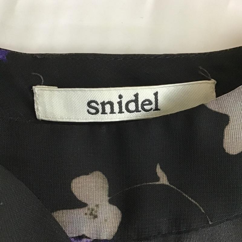 スナイデル SNIDEL ワンピース ひざ丈スカート SWFO171016 フラワーオーガンジーOP 1 花柄 黒 / ブラック /  レディース USED 古着 中古 10105518