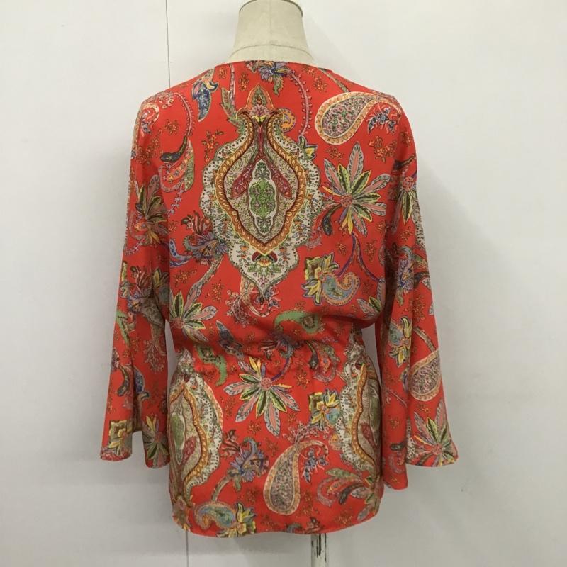 ザラ ZARA カットソー 七分袖 2710 317 330 Vネック フレアスリーブ S 総柄 マルチカラー / マルチカラー /  レディース USED 古着 中古 10105519