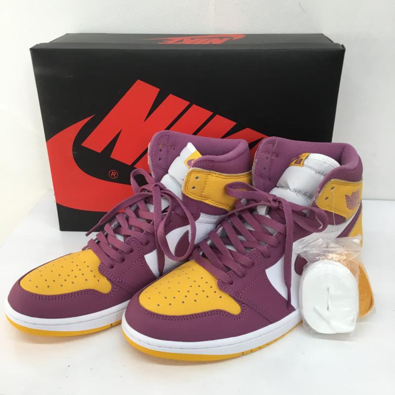 ナイキ NIKE スニーカー スニーカー AIR JORDAN 1 HIGH OG BROTHERHOOD エア ジョーダン 1 レトロ ハイ 555088-706 28.5cm ロゴ、文字 黄 / イエロー / X 紫 / パープル /  メンズ USED 古着 中古 10105525